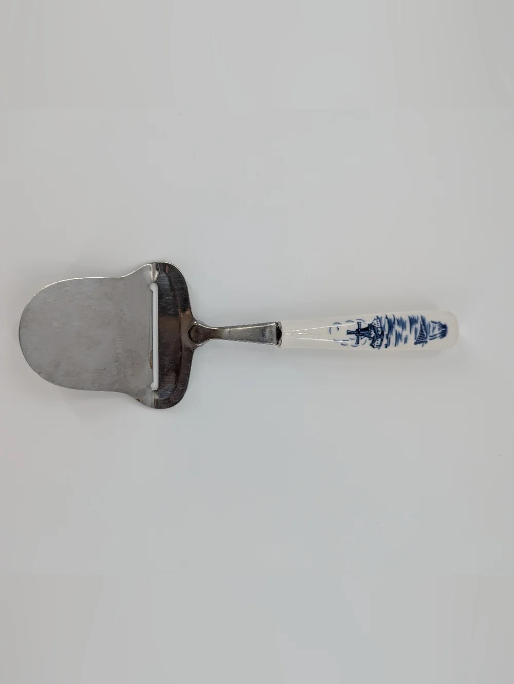 Vintage Delft Ellesva Blue White Porcelain Windmill Cheese Plane Slicer Dutch